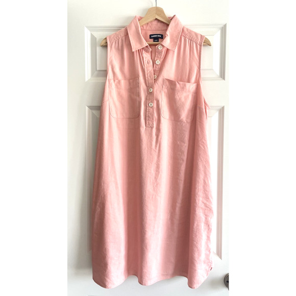 Land's End Womens Shirt Dress Size 16W Linen Blend Sleeveless Pockets - Picture 1 of 8